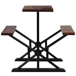 vidaXL Baro stalas su suoliukais, 80x50x107cm, perdirbt. med. masyvas