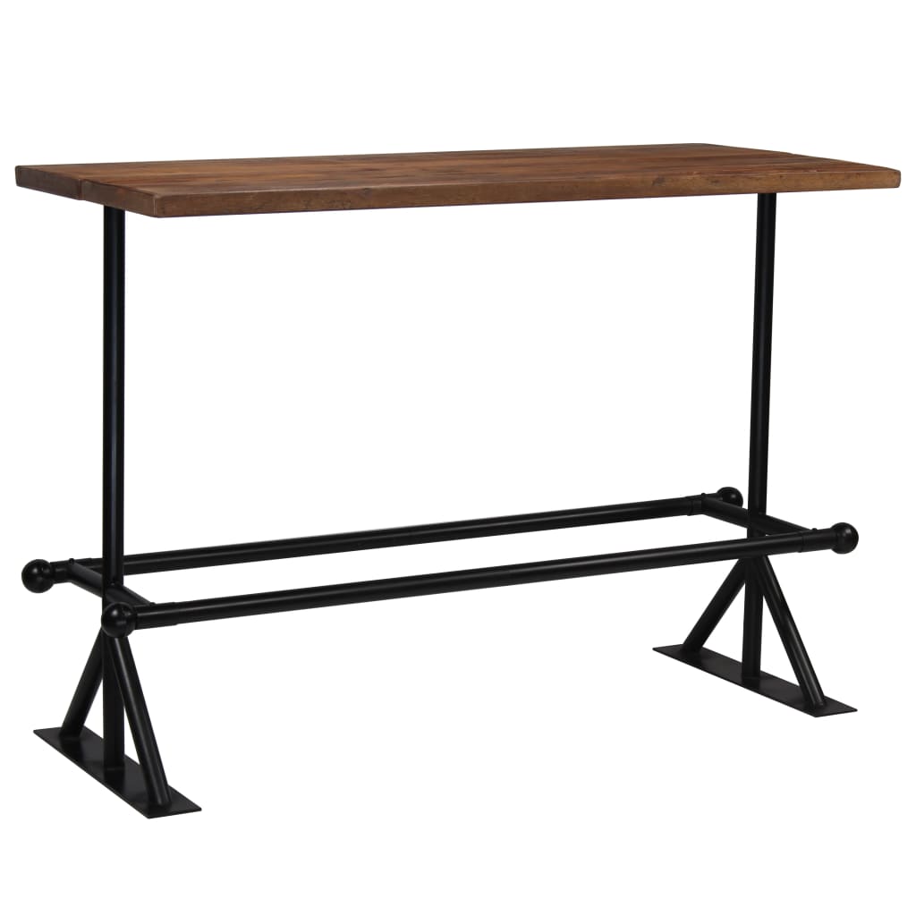 Barski stol od masivnog obnovljenog drva 150x70x107 cm tamno smeđi