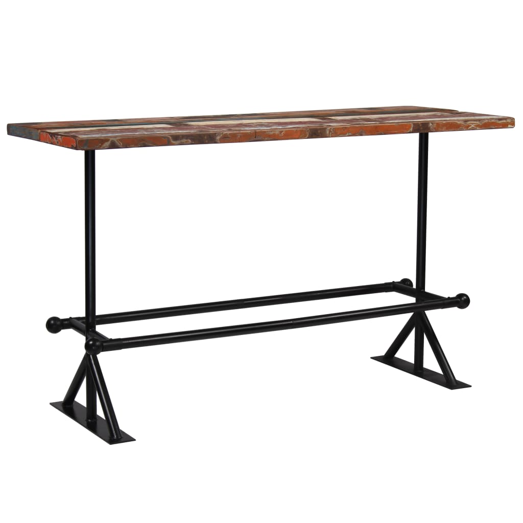 Bar Table Solid Reclaimed Wood Multicolour 180x70x107 cm
