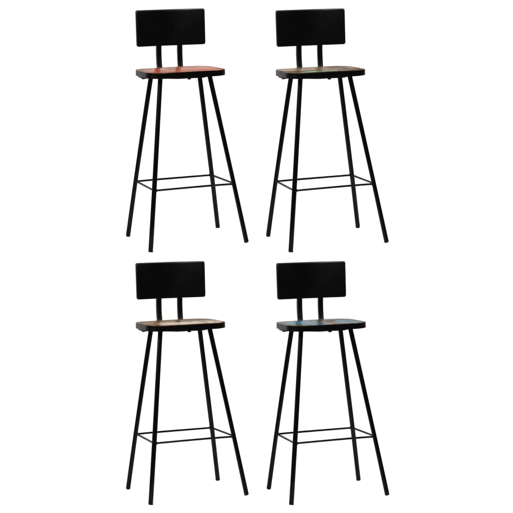 vidaXL Tabourets de bar 4 pcs Bois massif de récupération