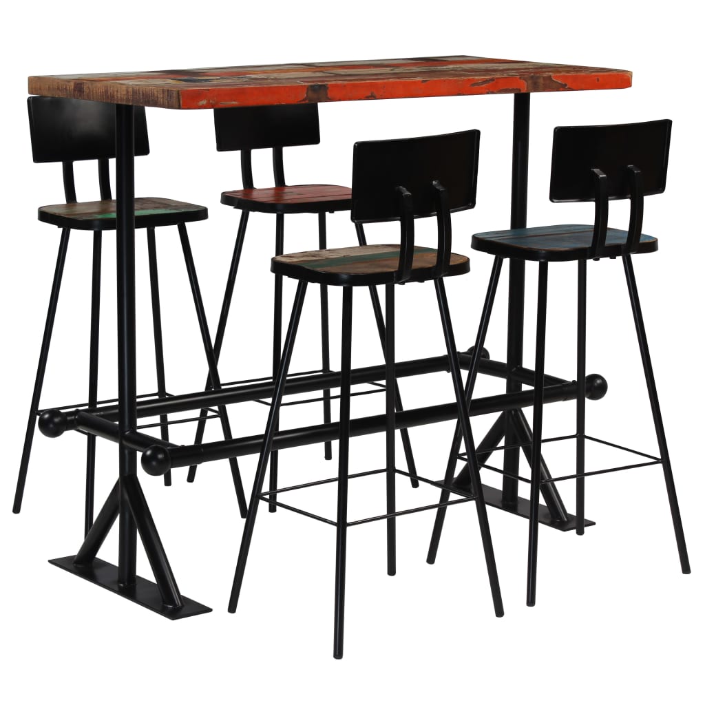 vidaXL Set mobilier de bar, 5 piese, multicolor, lemn masiv reciclat vidaXL