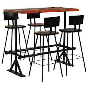 Barska garnitura 5-delna iz trdnega predelanega lesa večbarvna