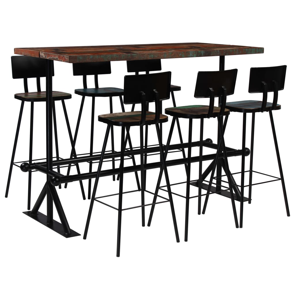 vidaXL Set mobilier de bar, 7 piese, multicolor, lemn masiv reciclat vidaXL imagine noua 2022