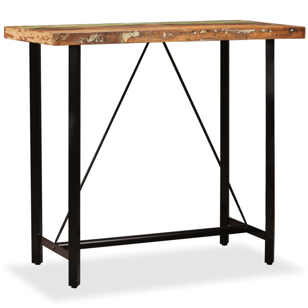 vidaXL Table de bar Bois massif de récupération 120 x 60 x 107 cm