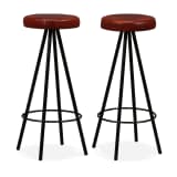vidaXL Taburetes de bar 2 uds acero y cuero genuino