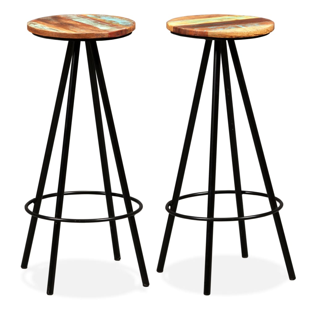 vidaXL Tabourets de bar 2 pcs Bois massif de récupération