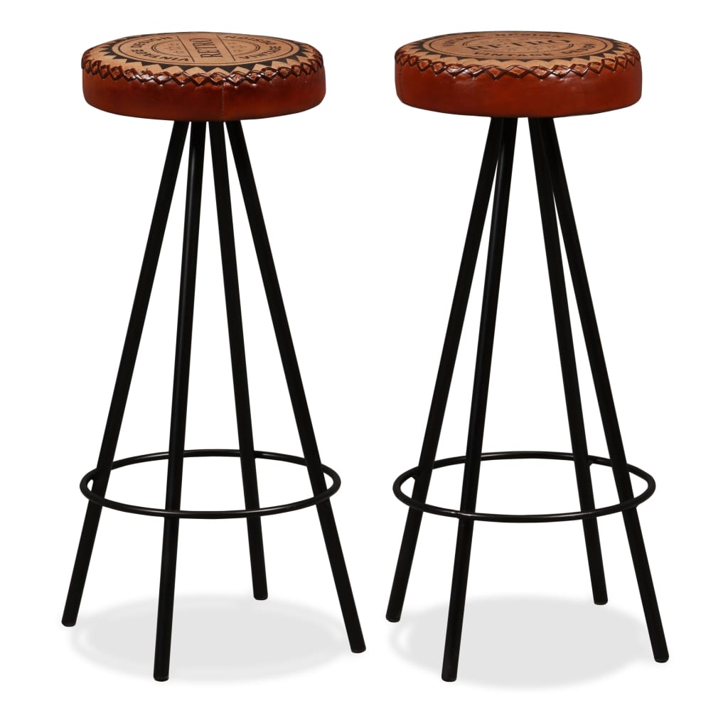 vidaXL Bar Stools 2 pcs Real Leather-image-8718475580263
