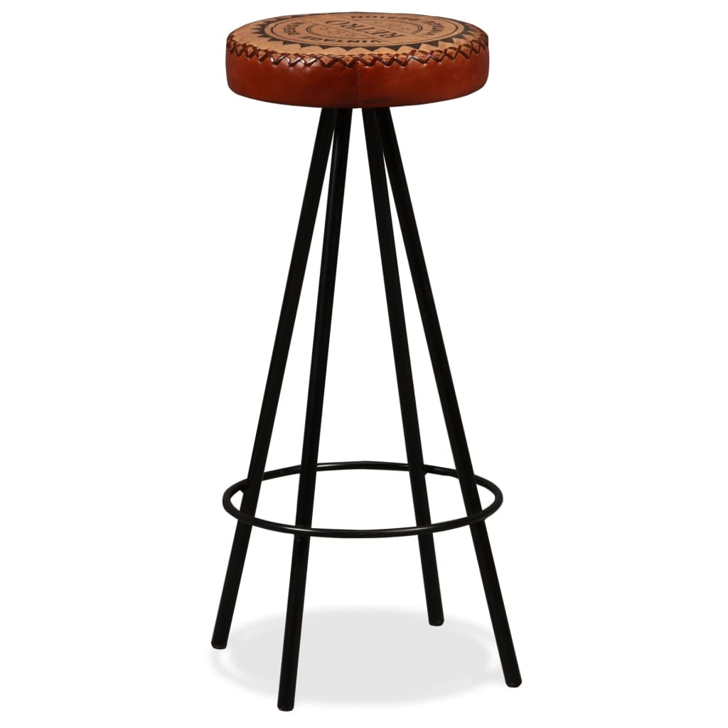 Bar Stools 2 pcs Real Leather | eBay