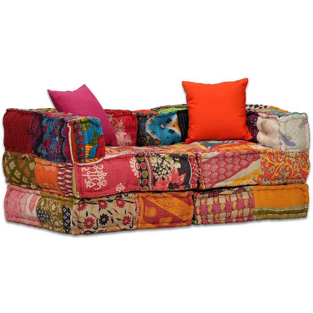 2místný modulární pouf patchwork textil - obrázek 18