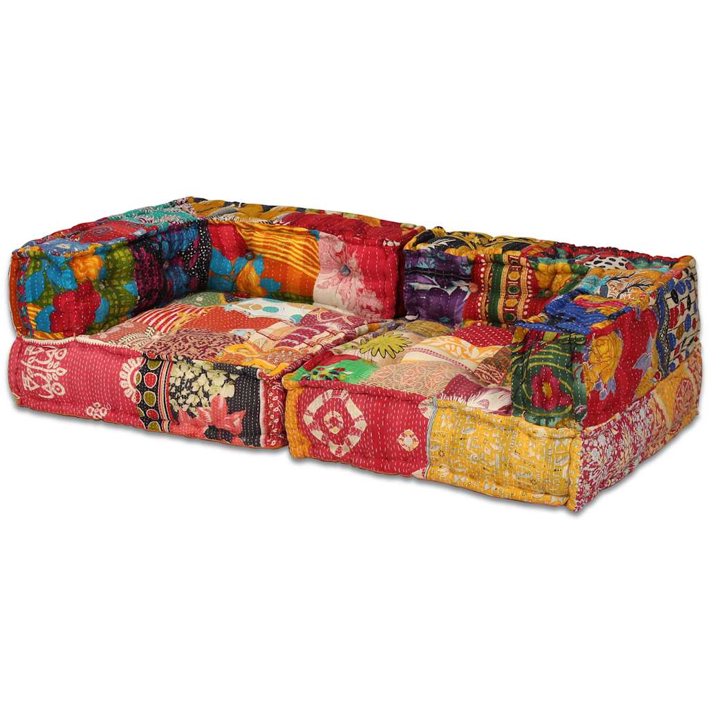 Pouf Modulare A 2 Posti In Tessuto Patchwork VidaXL 14 width=274