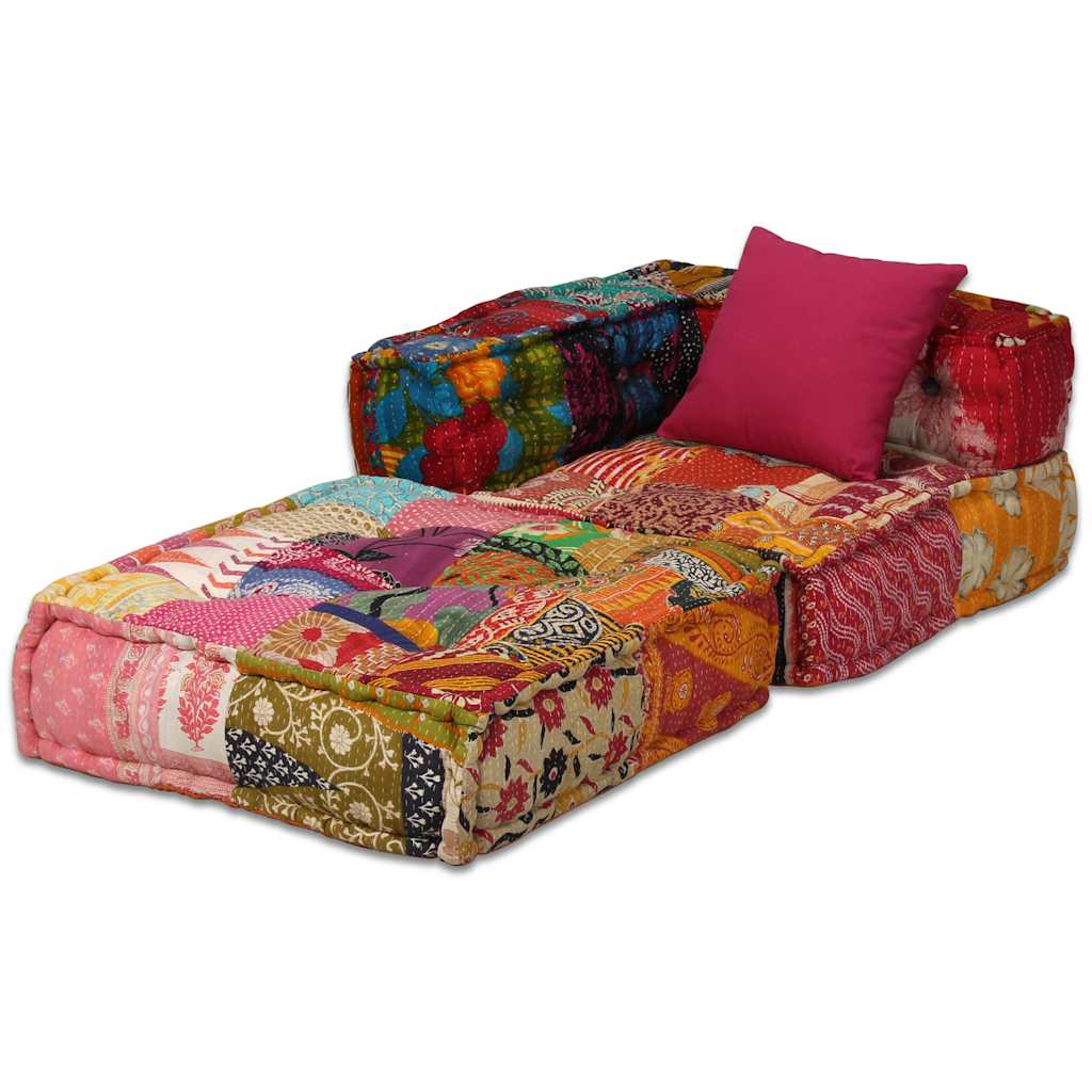 Pouf Modulare A 2 Posti In Tessuto Patchwork VidaXL 15 width=274