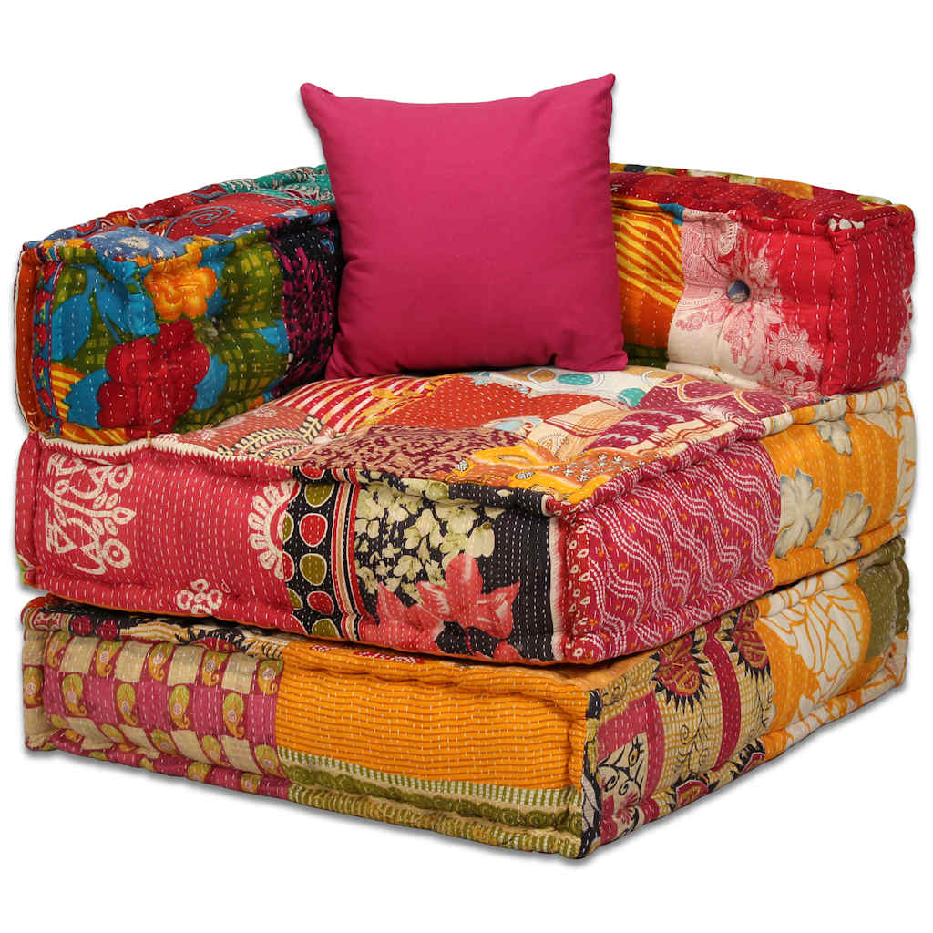 Pouf Modulare A 2 Posti In Tessuto Patchwork VidaXL 19 width=274