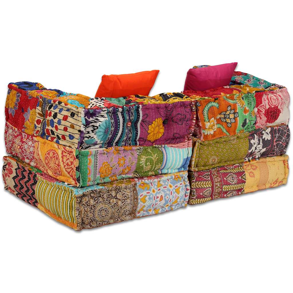 Pouf Modulare A 2 Posti In Tessuto Patchwork VidaXL 20 width=274
