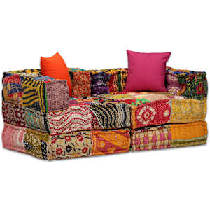 2místný modulární pouf patchwork textil - obrázek 16