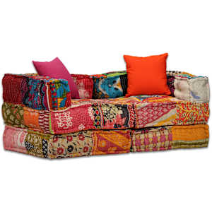2místný modulární pouf patchwork textil - obrázek 18