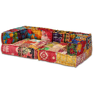 2místný modulární pouf patchwork textil - obrázek 3