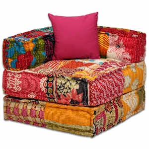 2místný modulární pouf patchwork textil - obrázek 8