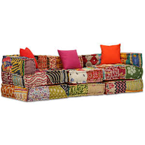 3místný modulární pouf patchwork textil - obrázek 1