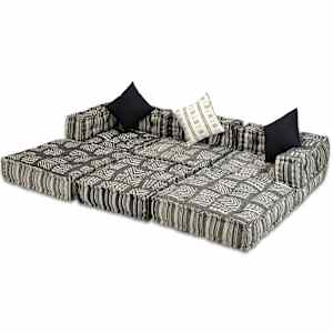 vidaXL Canapea puf modulară cu 3 locuri, gri cu dungi, material textil