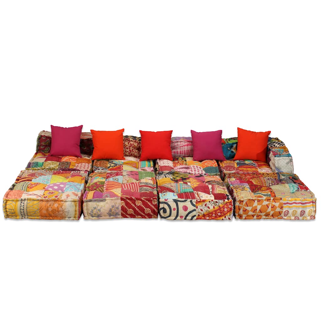 vidaXL 4-miestna modulárna taburetka, patchwork, látka