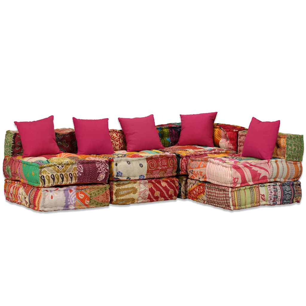 4místný modulární pouf patchwork textil - obrázek 20