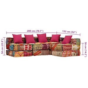 4místný modulární pouf patchwork textil - obrázek 9