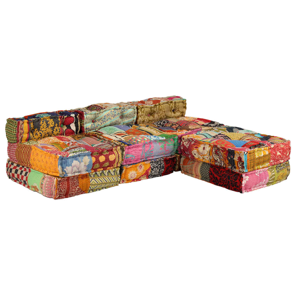 3místný modulární pouf patchwork textil - obrázek 18