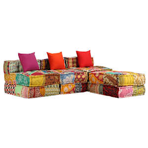 3místný modulární pouf patchwork textil - obrázek 16