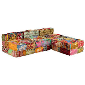 3místný modulární pouf patchwork textil - obrázek 18
