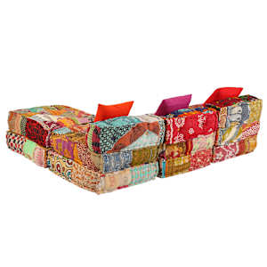 3místný modulární pouf patchwork textil - obrázek 9