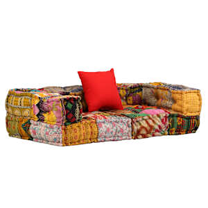 2místný modulární pouf patchwork textil - obrázek 1