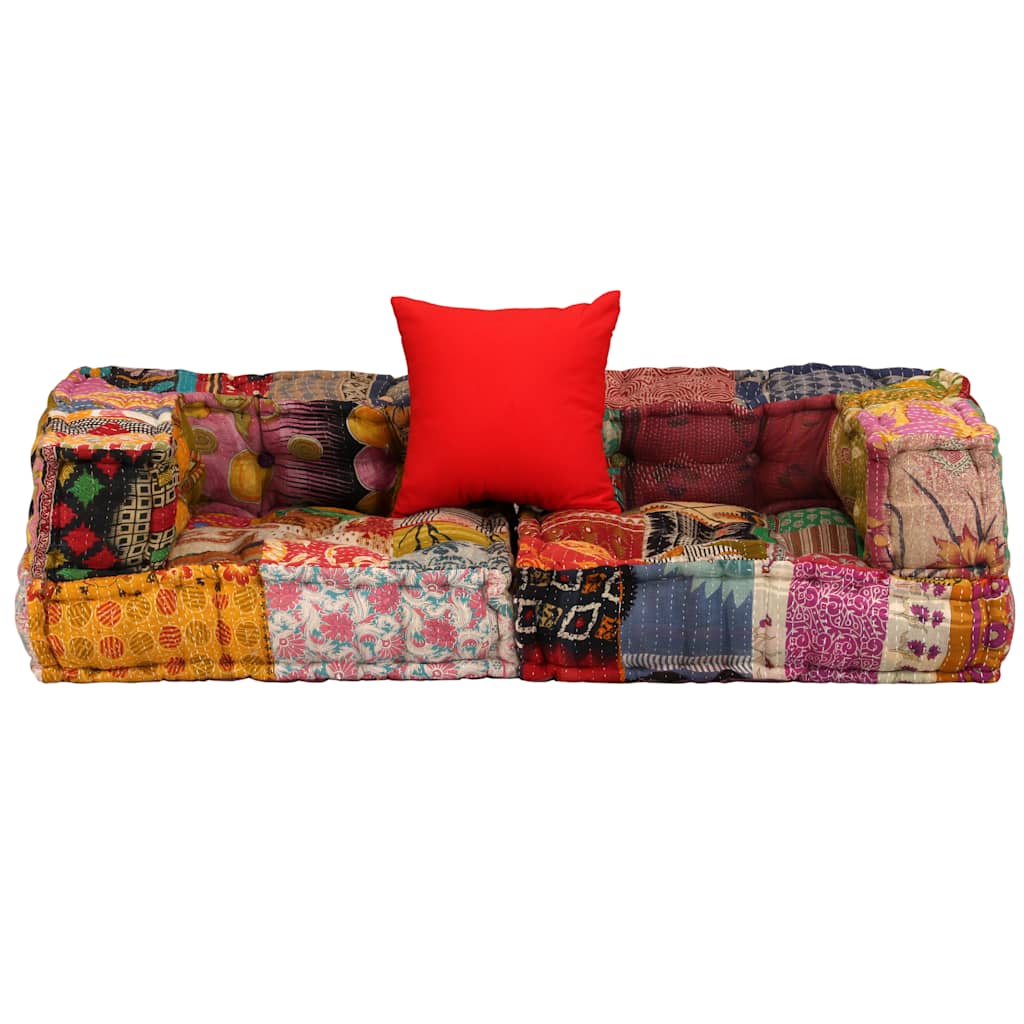 vidaXL 2-miestna modulárna taburetka, patchwork, látka
