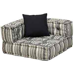 2místný modulární pouf šedý pruhovaný textil - obrázek 4