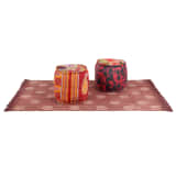 vidaXL Ensemble de pouf et tapis 3 pcs Tissu Patchwork