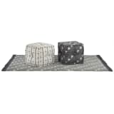 vidaXL Ensemble de pouf et tapis 3 pcs Tissu à rayures