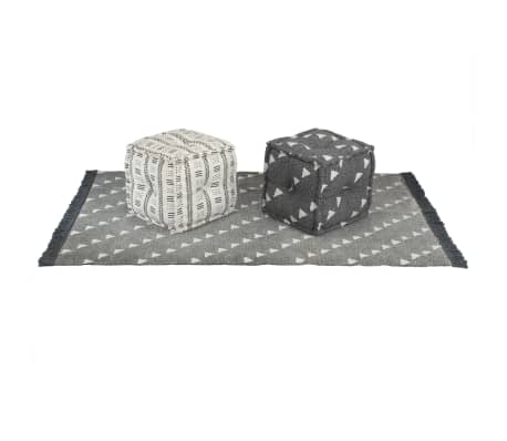 vidaXL Pouf e Tappeto 3 pz in Tessuto a Strisce