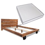 vidaXL Postelja z vzmetnico iz sp. pene masiven akacijev les 180x200cm