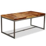 vidaXL Mesa de jantar madeira de sheesham maciça e aço 180 cm