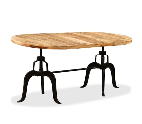 vidaXL Table de salle à manger Bois de manguier massif et acier 180 cm