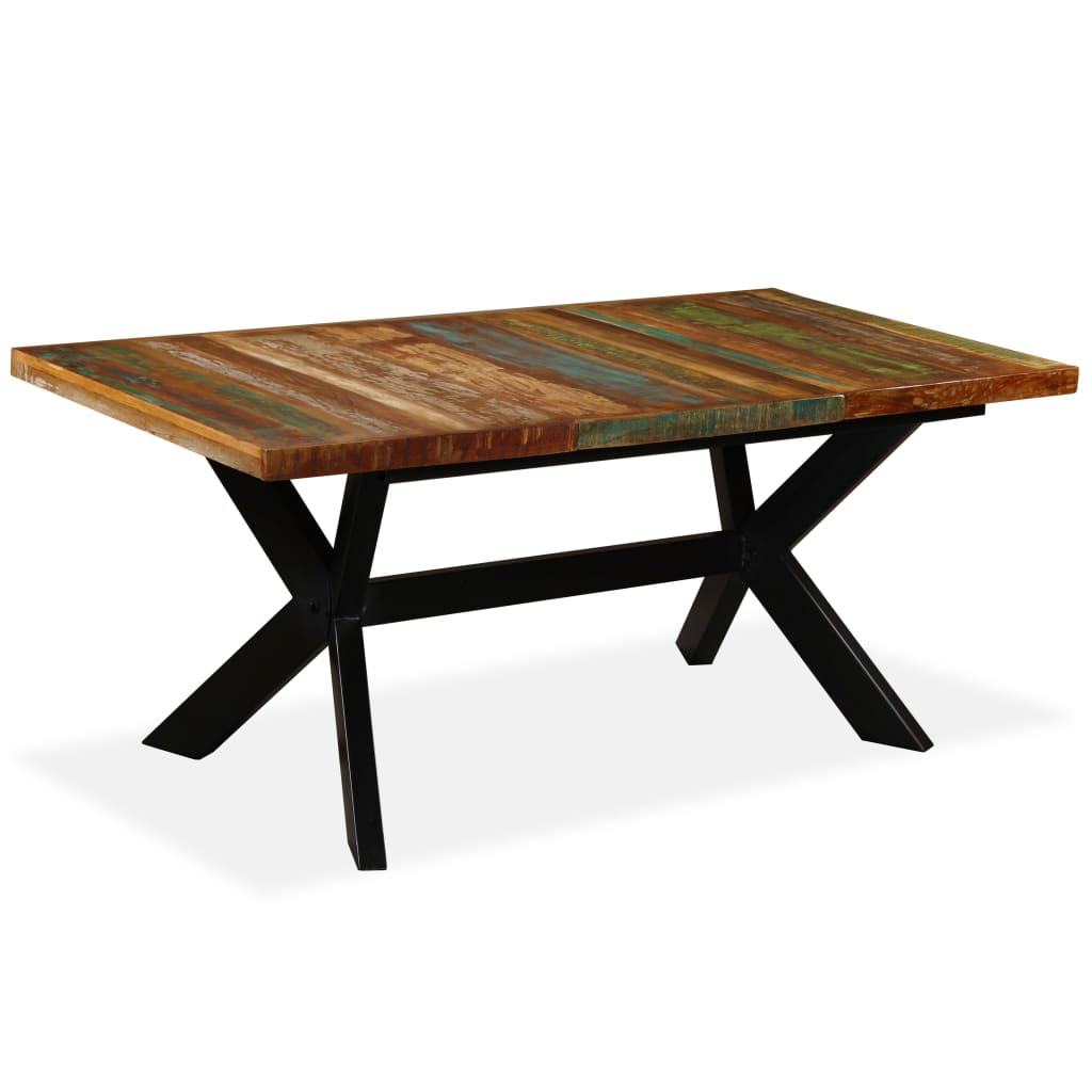 Image of vidaXL Dining Table Solid Reclaimed Wood and Steel Cross 180 cm