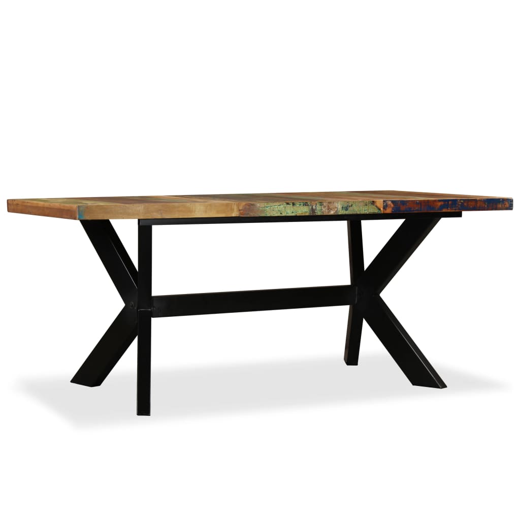 Blagovaonski stol od masivnog obnovljenog drva i čelika 180 cm