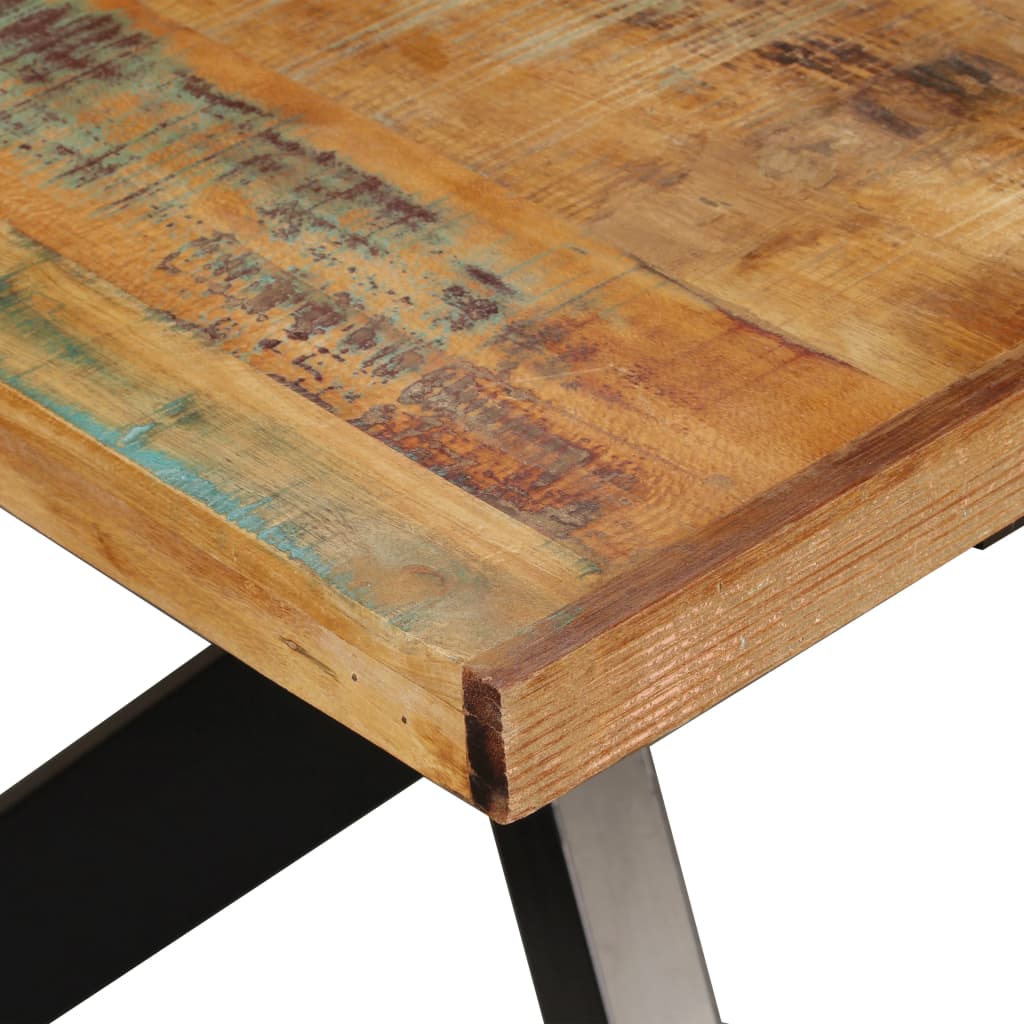 Tömör újrahasznosított fa/acél étkezőasztal 180 cm 