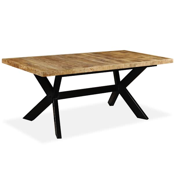vidaXL s&ouml;&ouml;gilaud, toekas mangopuit ja terasrist, 180 cm