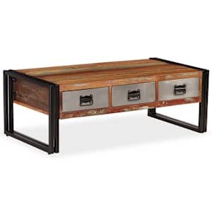 Konferenční stolek se 3 zásuvkami recyklované dřevo 100x50x35cm