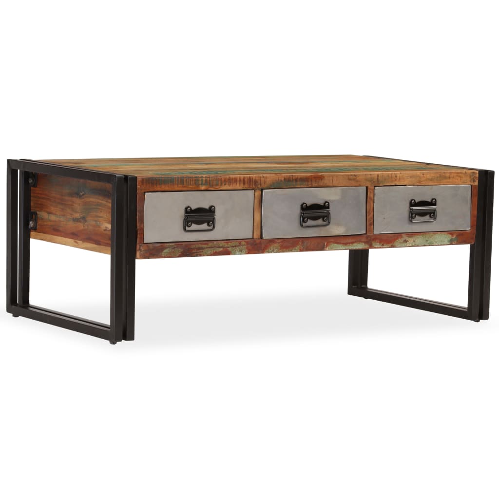 Konferenční stolek se 3 zásuvkami recyklované dřevo 100x50x35cm - obrázek 14
