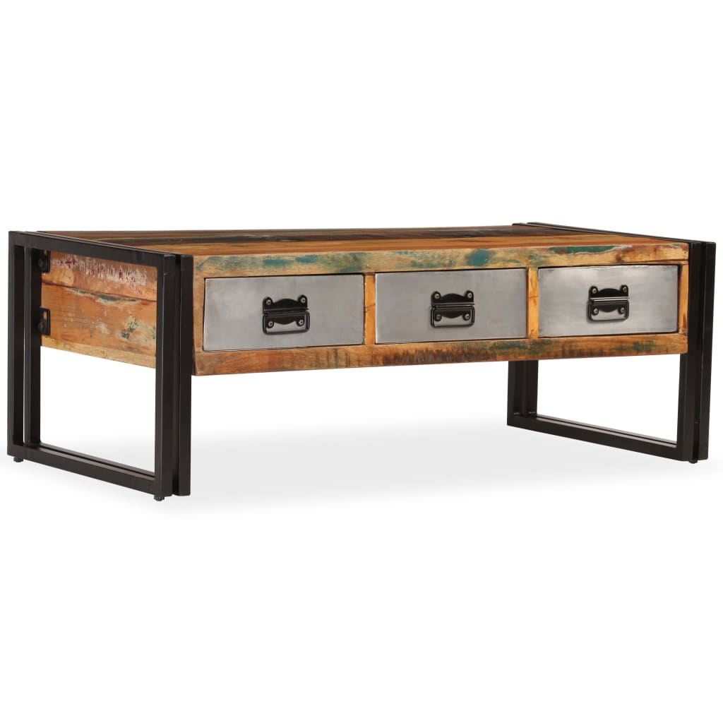 Konferenční stolek se 3 zásuvkami recyklované dřevo 100x50x35cm - obrázek 16