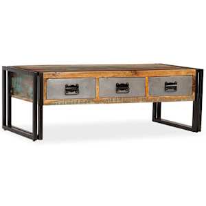 Konferenční stolek se 3 zásuvkami recyklované dřevo 100x50x35cm - obrázek 12