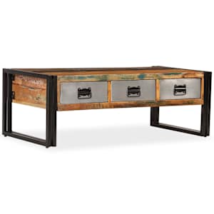 Konferenční stolek se 3 zásuvkami recyklované dřevo 100x50x35cm - obrázek 16
