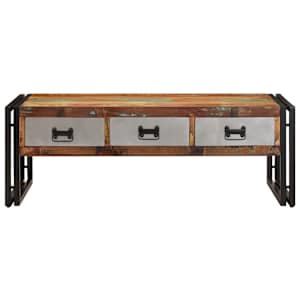 Konferenční stolek se 3 zásuvkami recyklované dřevo 100x50x35cm - obrázek 3