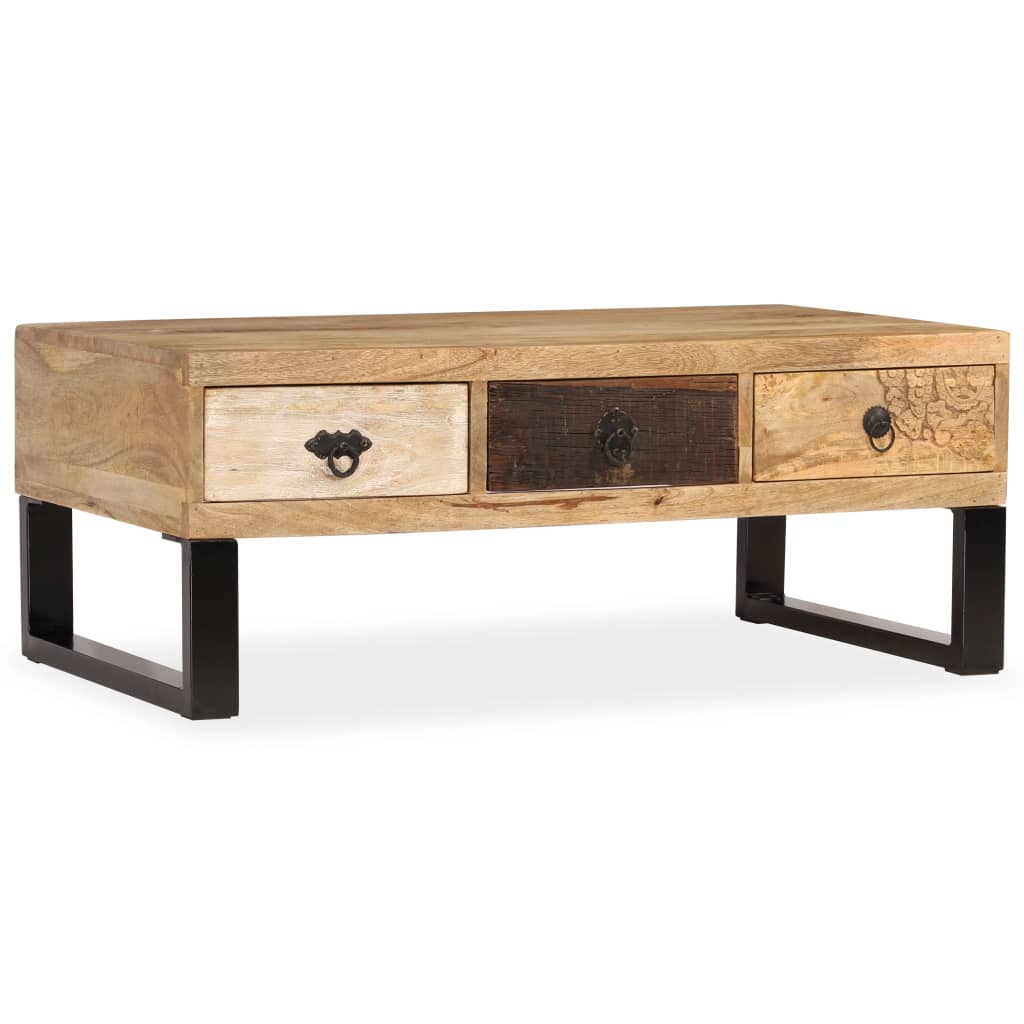 Salontafel met 3 lades 90x50x35 cm massief mangohout image 15